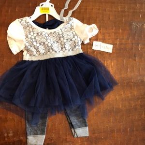 NWT girls matching set with sparkle headband 2T